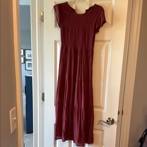 Blu Pepper Red Casual Cap Sleeve Sundress